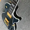 ¡Venta CALIENTE!Tienda personalizada, guitarra eléctrica Caston Big Flower transparente en negro y azul, diapasón de palisandro, herrajes dorados, envío gratis