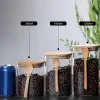 Araç depolama tankı baharat kahve çekirdeği şeker mutfak malzemeleri depolama şişe cam kare depolama bambu kapaklar kaşık kapalı kavanoz