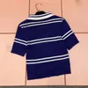 Striped Polo Shirt Knits Tees Short Sleeve Knitted T Shirts For Women Embroidered Letters Sweater Tops