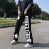 Pants Patch Hiphop Black Jeans American Style Y2K High Street Letters Men's Fried Street Retro Straight Pants Trendy Brand Hot Sale