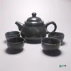 Ensembles de service à thé théière en Jade vert naturel, 4 tasses à thé Gongfu, cérémonie du thé chinois, ensemble en pierre de Jade sculptée à la main avec théières