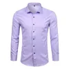 Фиолетовая мужская классическая рубашка из бамбукового волокна, брендовая приталенная сорочка с длинным рукавом Homme, не железная, легкая в уходе официальная рубашка для мужчин 230226