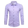 Fioletowe męskie bambusowe sukienki z koszuli Fibre marka Slim Fit Chemise Homme Non Iron Easy Care Formal Shirt for Men 230226