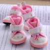 개 의류 4pcs/lot shining love shoes for small 품종의 개를위한 여름 통기성 패션 강아지가 아닌 애완 동물 고양이 부츠 액세서리