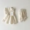 衣類セット6780ベビーセット2024夏の綿とリネンガールズスーツシャツppショートパンツ快適な幼児2ピース