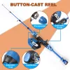 Combo Kids Fishing Rod & Reel Combo Full Kit 1.2m/1.5m Telescopic Casting Rod Pole with Spincast Reel & Hooks Lures Swivels Carry Bag