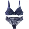 Soutien-gorge Ensembles 2024 Ensemble sexy broderie dentelle florale push-up sous-vêtements pour femmes blanc noir bleu rose rouge beige BCDE Cup Lingerie