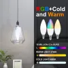 Kontrola Tuya Zigbee E14 Inteligentne żarówki LED Candle Bulb RGB C+W 5W Kolor Dimmable Lampa kompatybilna z Alexa Google SmartThings Hub