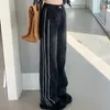 Jeans pour femmes taille haute S pantalon jambe droite pantalon noir pour femmes cool ajusté unique 2024 femmes style coréen Emo Hippie R
