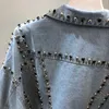 Kvinnors jackor jackor ytterkläder mode stött diamant denim kläder kort smal oregelbunden kappa chaqueta de mezclilla 240301