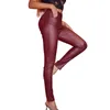 Pantalons pour femmes Leggings en simili cuir pour femmes taille haute PU Stretch ajustement serré avec poches mince Club soirée pantalon