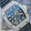 Montre Polshorloges Bewegingspolshorloge RM Watch RM010 Automatisch mechanisch horloge Rm010 Ag Wg Originele buitenring Achterzijde Diamantzijde Volledig diamant 18k