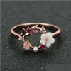 Bagues de bande Bague de mariage féminine Bijoux Papillon Fleurs True Rose Gold Lady Mix Taille 5 à 10 Drop Livraison Dhojo