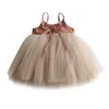 Abiti da ragazza Abito estivo da tutù marrone Lolita Baby Child Girls Casual Midi Bambini per adolescenti Party Princess Sundress