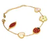 Designer smycken lyxarmband Vanca Ny stjärna Ladybug Five Flower Armband Female Light Luxury K Gold White Beimu Red Jade Marrow Female Handpiece