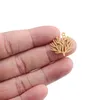 Pendant Necklaces 6pcs Raw Brass Large Filigree Tree Leaf Feather Round Charms For Diy Necklace Jewelry Making Accessories