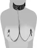 leather bondage Adult sex products tie collar with nipple clip fetish game for male4294700