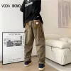 Pantaloni larghi pantaloni cargo neri da uomo pantaloni cargo kaki pantaloni uomo vintage larghi casual autunno streetwear giapponese pantaloni hip-hop da uomo