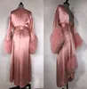 Sexy Women039s Robe Fur Nightgowns Bathrobe Sleepwear Feather Bridal Robe with Belt Women Pajamas Nightshirt Nightdress Lingeri5302644