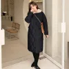 Parkas Koreanische Mode Pelz Kragen Lange Parkas Frauen Einreiher Baumwolle Mäntel Große Größe 4xl Winter Jacken Elegante Warme Puffy mantel