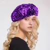 Bérets femmes paillettes bonnet casquette paillettes brillant béret chapeau carnaval fête Club danse Chic rétro plaine Skullies