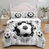 Ensemble de couverture de couette de football en jeu 3D Soccer Boys imprimés pour adolescents de literie Thème sportif Double Queen King Size 2 / 3pcs Counter