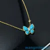 2024 Designer vans Four-leaf Clover Four Leaf Grass Butterfly Necklace White Beige Turquoise Versatile Simple Chain Womens Colorless