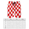 Men's Shorts Summer Gym N Checkerboard Sports Red White Square Custom Board Short Pants Retro Fast Dry Swim Trunks Large Size