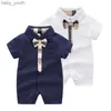 INS high-end merk babykleding geruite boog romper bodysuit outfit katoen pasgeboren zomer korte mouw romper kinderen designer baby jumpsuits