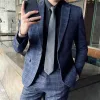 Jackets Suits for Men 2023 New in Plaid Elegant Buiness Jacket Pants Vest 3 Pieces Sets Male Formal Party Evening Wedding Pant Suits