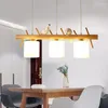 Pendellampor nordisk trälampa för matbord kök ö kreativa fågel ledande ljuskrona modern bar café träd hängande belysning