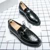 Wedding Shoes for Men Loafers Black brown Slip-On Round Toe Men Dress Shoes Crocodile print Business Size 38-45