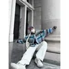 Pulls pour hommes Cardigan Pull Hommes Bleu Halo Teint Printemps et Automne Style Paresseux Mode Américaine Polyvalent Rayé Veste En Tricot Homme Vêtements