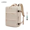 Mochila LOERSS Mochila de viagem feminina Grande capacidade de carregamento USB Bolsa para laptop ao ar livre Bolsa de sapato independente Mochila casual para fim de semana