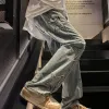 パンツアメリカンレトロレトロルーズで多目的なワイドレッグハイストリートジーンズの男性トレンディブランドラフィアンハンサムストレートレッグ特大男性パンツ