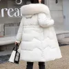 Parkas Winter New Women's Cottonpadded Coat Extra Long Knee Large Wool Collar Cottonpadded Coat Thickened Loose Cottonpadded Coat