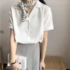 Blusas femininas 2024 blusa de verão camisa para mulheres moda manga curta com decote em v casual senhora do escritório camisas brancas topos japão estilo coreano