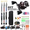 Combo Sougayilang Portable Casting Fishing Rod and Reel Combo 1.8m 2.1m 2.4m Carbon Fishing Rod and 7.2:1 Reel for Freshwater Fishing