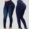 Jeans pour femmes, pantalons à haute élasticité, dégradé de couleur, taille relevée, amincissant, extensible, longueur cheville douce