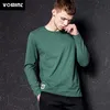 Mensar Solid Color Tshirt Multicolor Washing Sticked Mane Spring Autumn Cotton Long Sleeve Top Size M3XL 240223