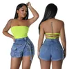 Jeans femininos gotoola mulheres estiramento denim calças de carga zíper multi-saco shorts botões cor pura sexy curto