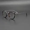 Solglasögonramar Limited Edition Vintage Eyeglass Ultralight Pure Titanium Frame EV557 Retro Round Cat-Eye Style Eyewear Japan Production