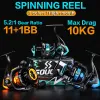 Reels Sougayilang Fishing Reel 5.2: 1 Ratio Ratio Spinning Reel Max Drag 10 kg Carpe Fishing Reel avec bobine en aluminium pour pesca d'eau salée