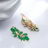 Orecchini pendenti Wbmqda Goccia di fiori di cristallo verde di lusso per le donne 585 Colore oro rosa con gioielli quotidiani di moda zircone naturale bianco