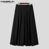 Dresses INCERUN American Style Fashion New Men's Solid Allmatch Pantalons Male Comfortable Hot Sale Trousers Pleated Long Skirts S5XL