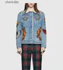 Women's Jackets design denim women in 2016 embroidery lamb fur warm thick outerwear short navy blue jeans female 240301