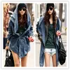 Jaquetas femininas denim casaco oversized hoodie com capuz outerwear jean vento jaquetas denim coatsgirl chaquetas mujer1 240301