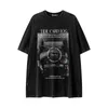 T-shirts pour hommes High Street Fried Washed Direct Spray personnalisé imprimé simple à manches courtes confortable niche américaine rétro tendance