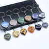 Keychains 1st Natural Heart Shape Sodalite Unakite Clear Quartzs Tiger Eye Stone Key Chain Car Handbag Holder Party Gift Size 29x29mm
