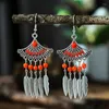 Dangle Earrings Drop Oil Fan Shaped Leaf Ethnic For Women Boho Seed Bead Earring Silver Color Alloy Female Jewelry